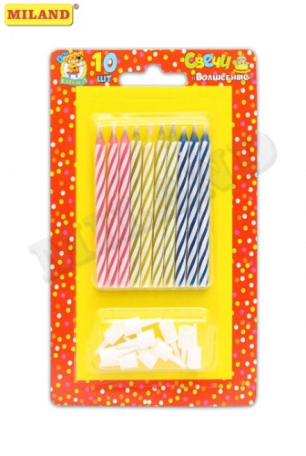 Свечи для торта "Волшебные свечи" (незатухаемые) 10 шт  С-1251