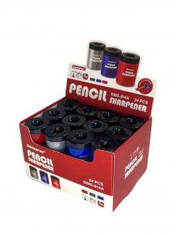 Точилка пластиковая 1 отверстие 25*35мм контейнер, ассорти 3 цвета, Daimarse/DMS814A (24)