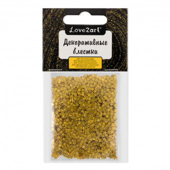Декоративные блестки 5 г 3мм 4.5мл "Звезды", №15 золото, Love2art/GLI-04 №15 (5)