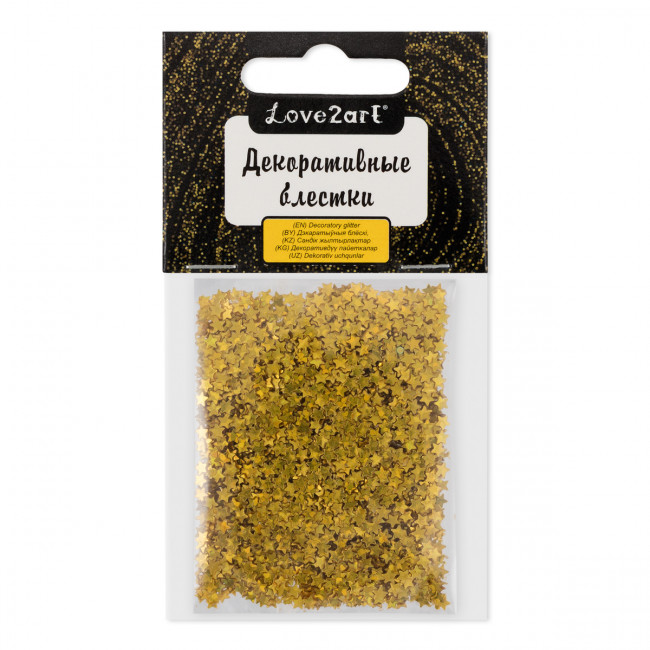 Декоративные блестки 5 г 3мм 4.5мл "Звезды", №15 золото, Love2art/GLI-04 №15 (5) Декоративные блестки 5 г 3мм 4.5мл "Звезды", №15 золото, Love2art/GLI-04 №15 (5)