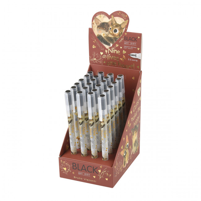 Ручка гелевая 0,5мм черная "UniWrite. Котики. Счастье", BV/20-0373/03 (24)