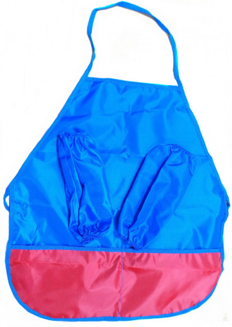 Набор фартук+нарукавники, синий с красным карманом, Profit/ФН-8214