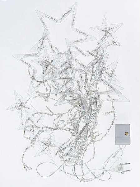 Гирлянда Штора "Звёзды" 2,5 м, 138 ламп, 8 реж.. тёпл.бел. свет, прозрачная нить MILAND/ГШ-0003