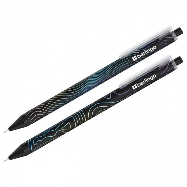 Ручка шариковая автоматическая 0,7мм синяя "Electric" рисунок на корпусе,soft touch, BERLINGO (30)