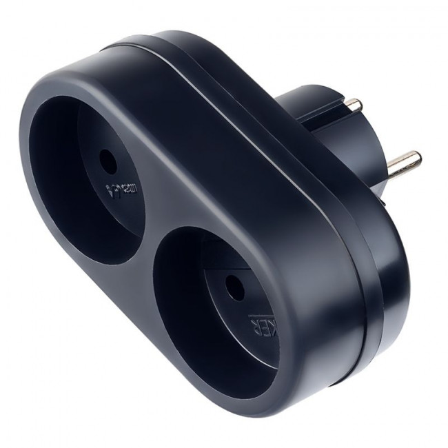 Сетевой разветвитель "RU POWER'', 2 гнезда, 6А, без заземления, цвет черный, Perfeo/PF_C3354 Сетевой разветвитель "RU POWER'', 2 гнезда, 6А, без заземления, цвет черный, Perfeo/PF_C3354