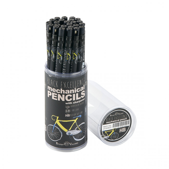 Карандаш механический цанговый 2мм HB "Black Excellence. Желтый велосипед", с точилкой, BV/21-0041/21 (24)
