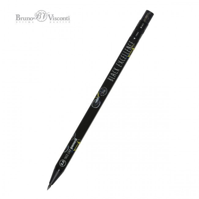 Карандаш механический цанговый 2мм HB "Black Excellence. Желтый велосипед", с точилкой, BV/21-0041/21 (24)