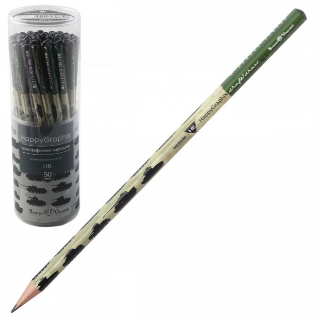 Карандаш 2мм НВ чернографитовый "HappyGraphix. Танчики", BV/21-0030/26 (50) Карандаш 2мм НВ чернографитовый "HappyGraphix. Танчики", BV/21-0030/26 (50)