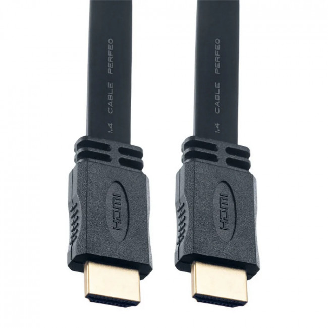 Кабель мультимедийный HDMI-HDMI, плоский, длина 1м, Perfeo/H1301 Кабель мультимедийный HDMI-HDMI, плоский, длина 1м, Perfeo/H1301