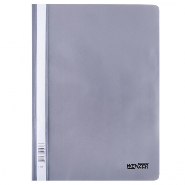 Папка-скоросшиватель A4 WENZER OFFiCE "Premier", 180 мкм, волокно, серая с прозр. верхом (20/260)