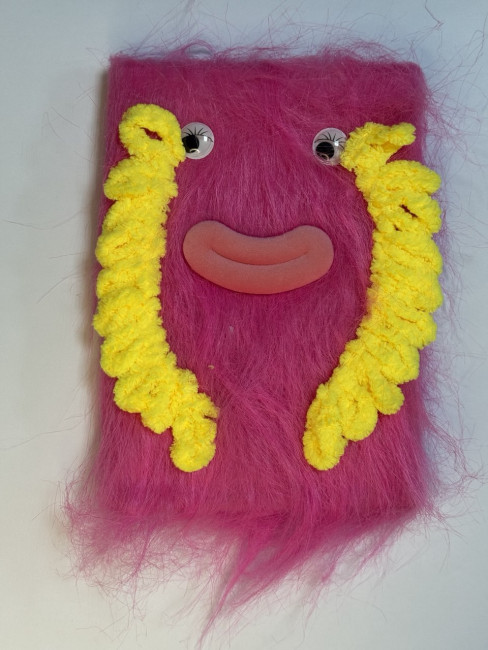 Блокнот детский А5 80л клетка"Улыбочка", меховая обложка с апликацией, MAG-1639