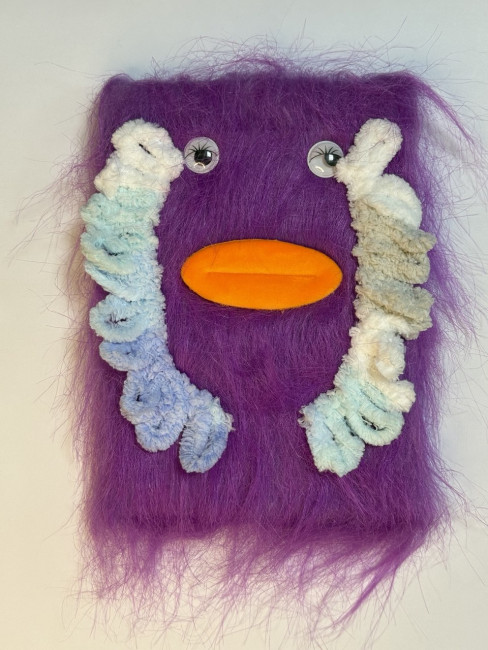 Блокнот детский А5 80л клетка"Улыбочка", меховая обложка с апликацией, MAG-1639