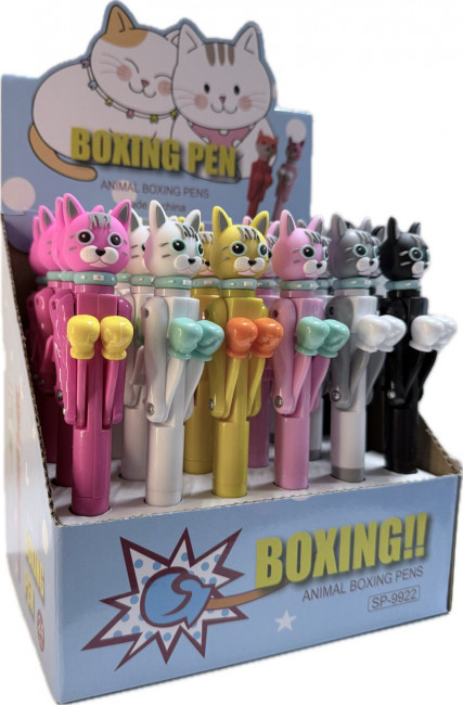 Ручка шариковая синяя Магистр "Боксеры Котики", движущиеся ручки, MAG-23091361 (24)