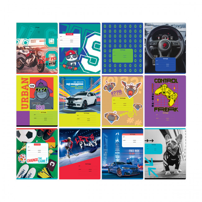 Тетрадь 18 клетка "Mix-12. Мальчики" скрепка, BG (12/144) Тетрадь 18 клетка "Mix-12. Мальчики" скрепка, BG (12/144)