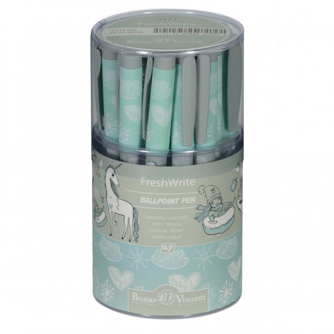 Ручка шариковая 0,7мм синяя "FreshWrite. Девочка и Единорог. Снежинки", BV 20-0214/59 (24)