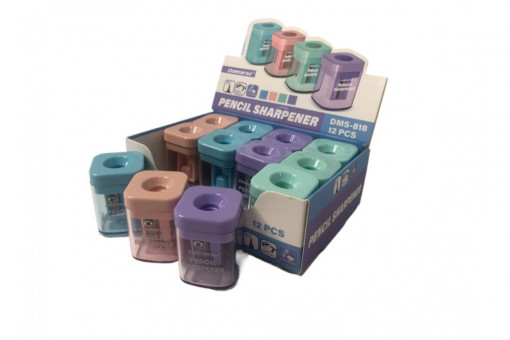 Точилка пластиковая 1 отверстие, квадратный контейнер, ассорти 4 цвета, Daimarse/DMS818 (12) Точилка пластиковая 1 отверстие, квадратный контейнер, ассорти 4 цвета, Daimarse/DMS818 (12)