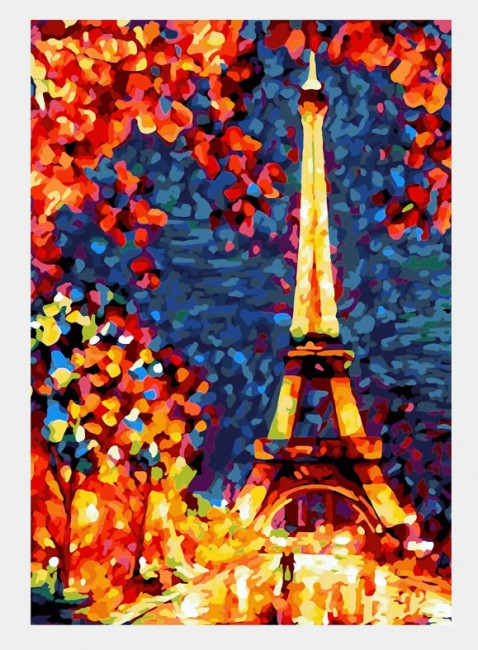 Алмазная мозаика 30*40 на подрамнике "Яркий Париж", полная выкладка, VA046
