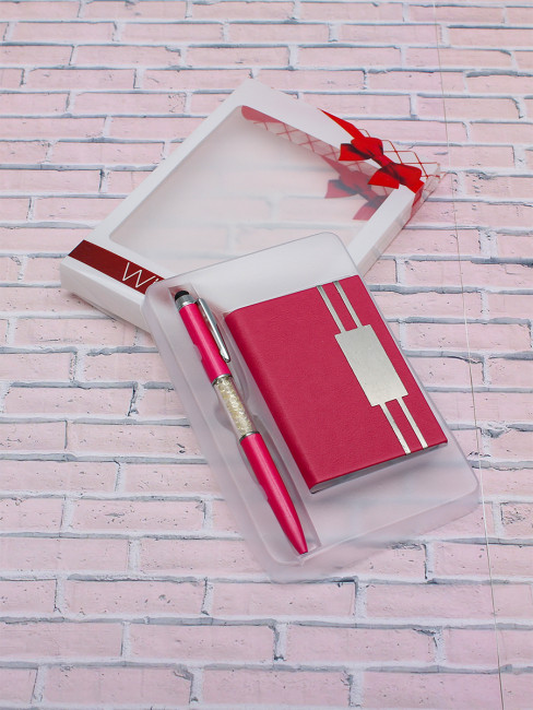 Набор подарочный 2 в1 "Мисс очарование", ручка, визитница, MILAND/ПН-2570