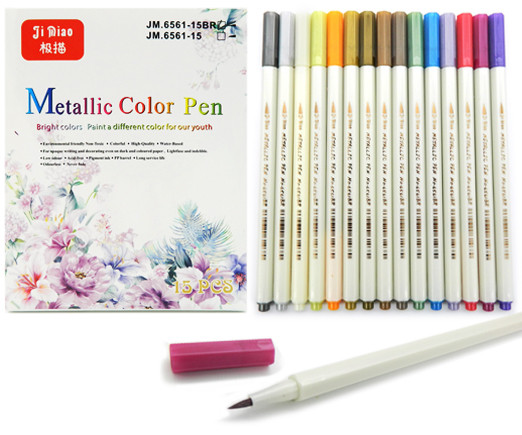 Скетч-маркеры Металлик  15 цв. BRUSH CZ-140 тонкие 1-3 мм, шестигранные, в к/кор №JM6561 (1/20/240)