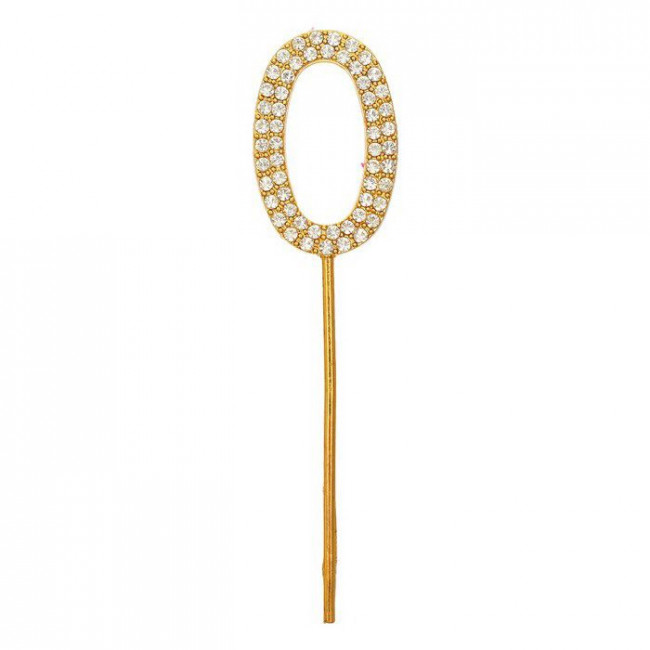 Топпер 10см со стразами "Цифра 0", золото, Микрос/ч34297 (12) Топпер 10см со стразами "Цифра 0", золото, Микрос/ч34297 (12)