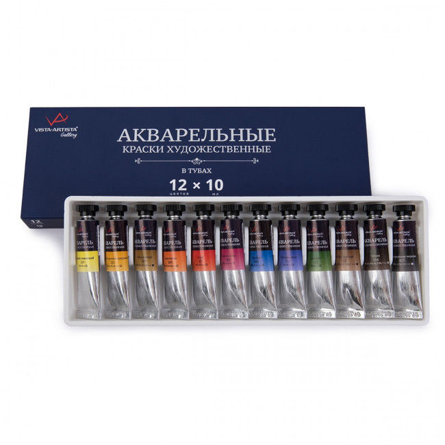 Краски акварельные 10мл 12цв художественные, в тубе, Gallery VISTA-ARTISTA/ VGWTS-12