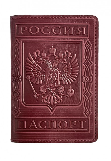 Обложка на паспорт WENZER OFFiCE, Паспорт из натур.кожи с кож.клапаном Георгий гл, бордо