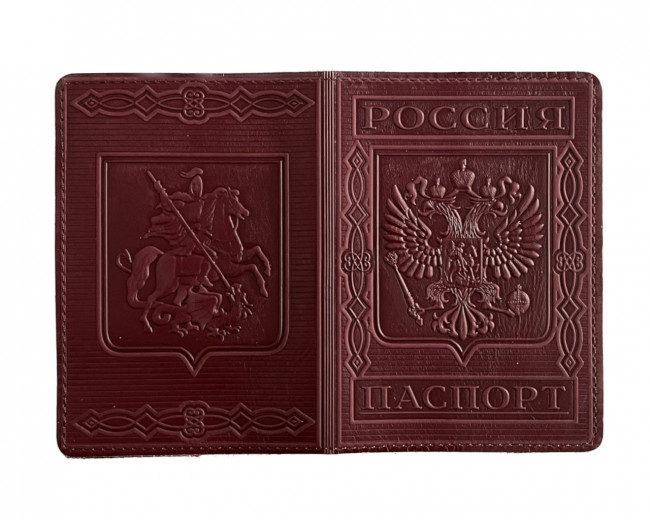 Обложка на паспорт WENZER OFFiCE, Паспорт из натур.кожи с кож.клапаном Георгий гл, бордо
