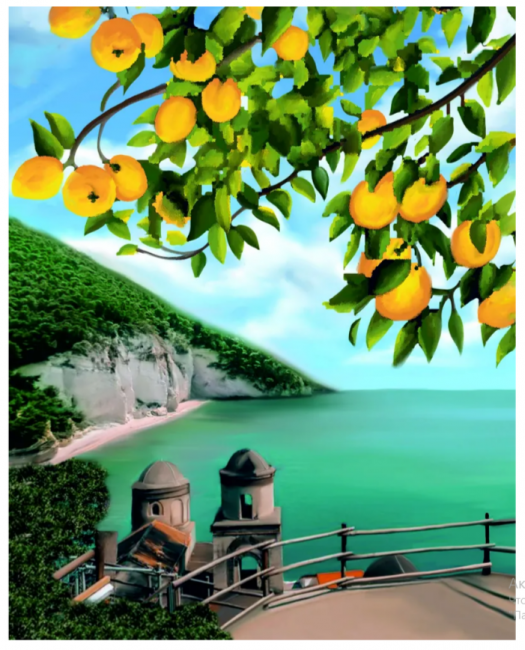 Алмазная мозаика 40*50 на подрамнике "Лимоны Сорренто", полная выкладка, ALM074