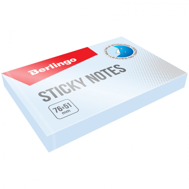 Самоклеящийся блок Berlingo "Standard", 76*51мм, 100л, голубой Самоклеящийся блок Berlingo "Standard", 76*51мм, 100л, голубой