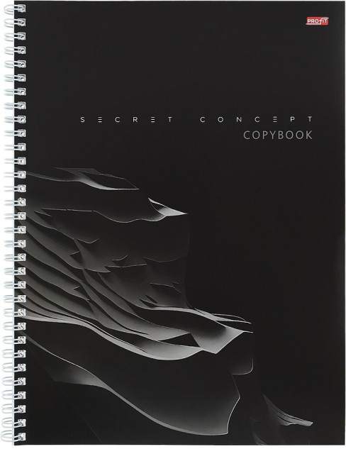 Тетрадь А4 80 клетка "Концептуальный чёрный", на гребне, Profit/80-8345