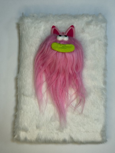 Блокнот детский А5 80л клетка"Улыбочка", меховая обложка с апликацией, MAG-1640