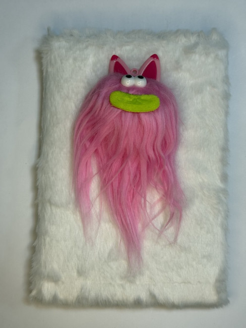 Блокнот детский А5 80л клетка"Улыбочка", меховая обложка с апликацией, MAG-1640