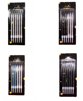 Набор свечей для торта "Feliz Cumpleaños", пастель со звездами, 10 см, 6 шт, Магистр/MAG-x-1/221337 (60)