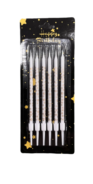Набор свечей для торта "Feliz Cumpleaños", пастель со звездами, 10 см, 6 шт, Магистр/MAG-x-1/221337 (60)