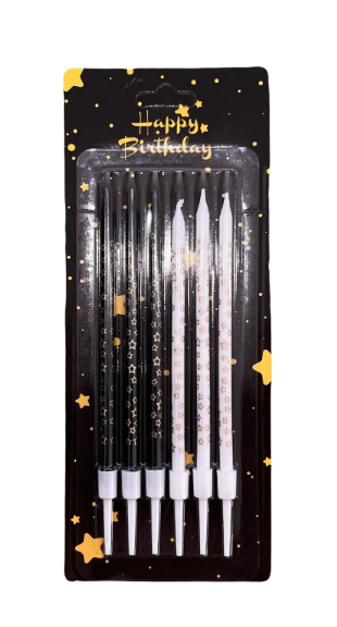 Набор свечей для торта "Feliz Cumpleaños", пастель со звездами, 10 см, 6 шт, Магистр/MAG-x-1/221337 (60)