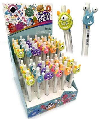 Ручка фигурная гелевая CW-78 "Монстрики" (син) 0,5мм авт, прозрачный корпус с фигуркой ассорти, в к/кор IM-666 (42/1512)