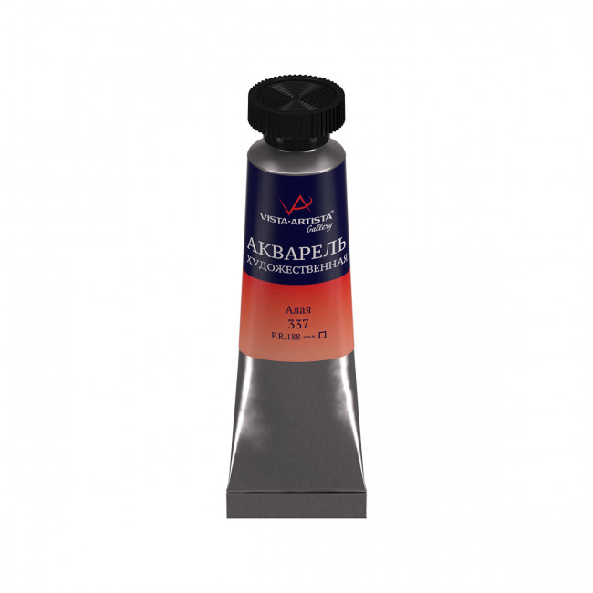 Краска 10 мл акварель художественная в тубе, 337 алая, Gallery VISTA-ARTISTA/VGWT №337 Краска 10 мл акварель художественная в тубе, 337 алая, Gallery VISTA-ARTISTA/VGWT №337