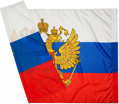 Флаг России с гербом  90*145  шелк ASMAR (20)