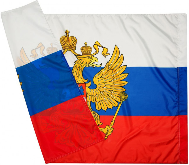 Флаг России с гербом  90*145  шелк ASMAR (20)