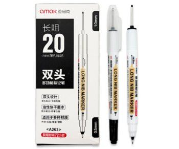 Маркер разметочный WG-7 "Черный" двусторонний (круглый -1,0мм, с длинным пером 20мм+ линер 0,5мм) №A263 (10/100/3200)