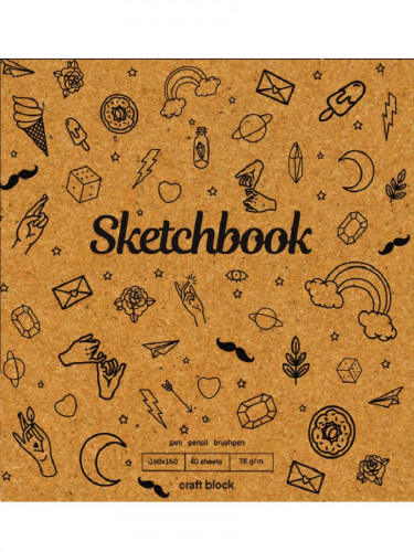 Скетчбук Элементы160х160,мел картон,лён+мат лам,гребень слева,жест подл.,40л,78г(крафт блок)С40-4835 Скетчбук Элементы160х160,мел картон,лён+мат лам,гребень слева,жест подл.,40л,78г(крафт блок)С40-4835
