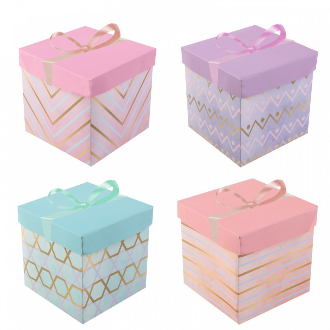 Коробка подарочная 22*22*22см "Surprise", 4 вида, КОКОС/216622 (12)