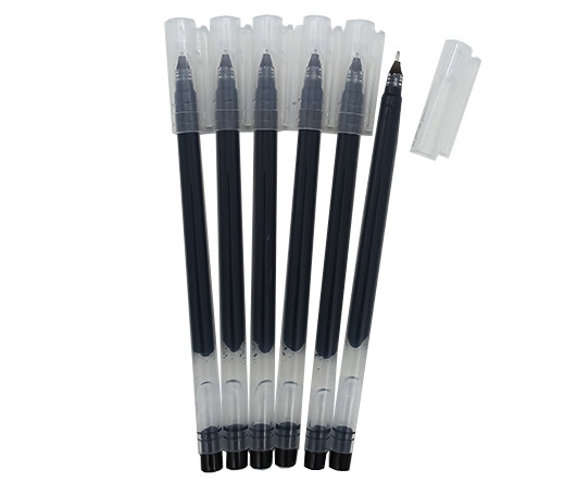 Ручка гелевая DC-82 (черн) 0,5мм, игольчатый стержень, прозрачный корпус, в пакете (50/3600)