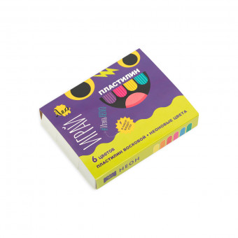 Пластилин восковой 6цв 72г "Играй" неоновые цвета, Лео/LPMCF-0106