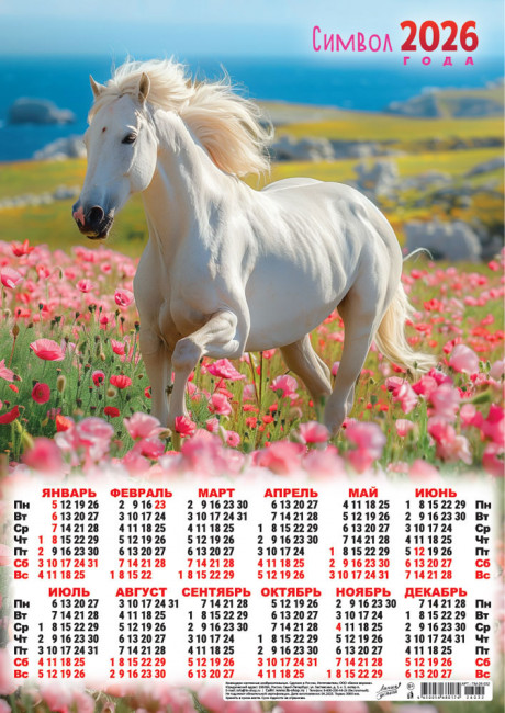 Календарь-плакат А3 2026г "Цветочный луг", ПМ-26-032