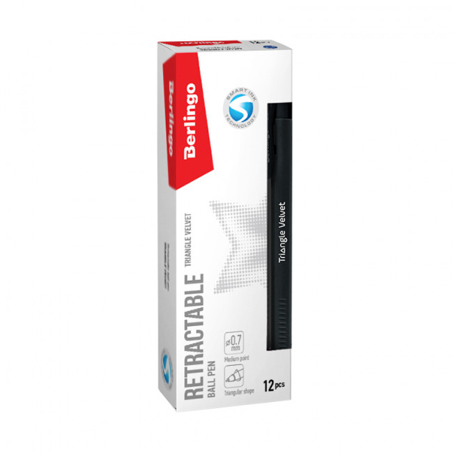 Ручка шариковая автоматическая 0,7мм синяя "Triangle Velvet" трехгранный корпус, BERLINGO (12) Ручка шариковая автоматическая 0,7мм синяя "Triangle Velvet" трехгранный корпус, BERLINGO (12)