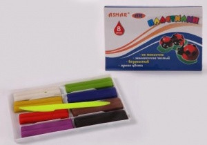 Пластилин детский 8 цв 160гр "ASMAR" (120)