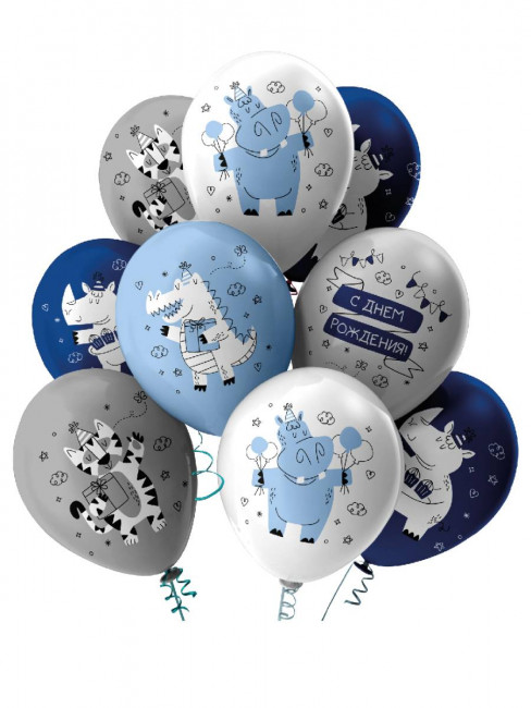 Набор шаров 30см "С Днем Рождения!" серо-голубой, 25шт, MILAND/ШВ-9818 Набор шаров 30см "С Днем Рождения!" серо-голубой, 25шт, MILAND/ШВ-9818