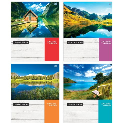 Тетрадь общая А5 скоба 96л. одна линия "Amazing nature" (ассорти)