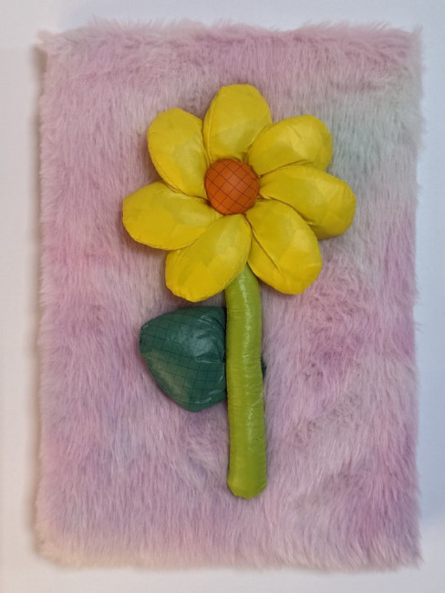 Блокнот детский А5 80л клетка"Цветочек" яркая, меховая обложка, MAG-1646